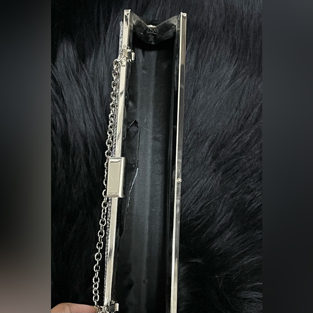 SOLD Nicole Lee Collection Black and Silver Chain Clutch - Picture 4 of 4